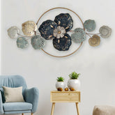 Intricate lotus flower and leaf design in metallic finish